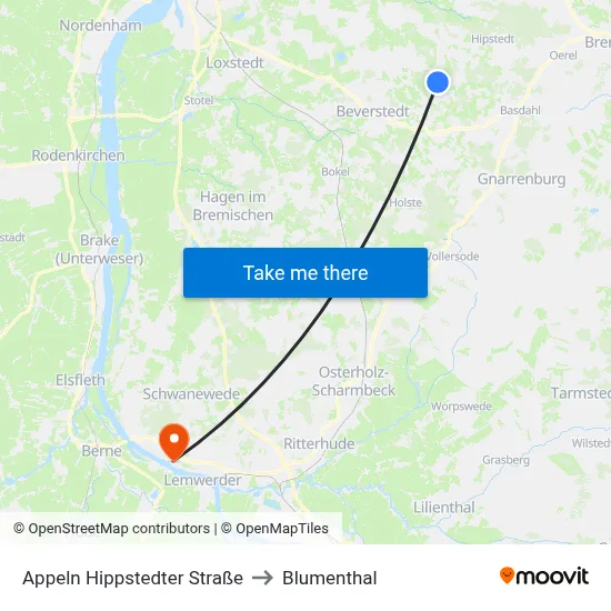 Appeln Hippstedter Straße to Blumenthal map