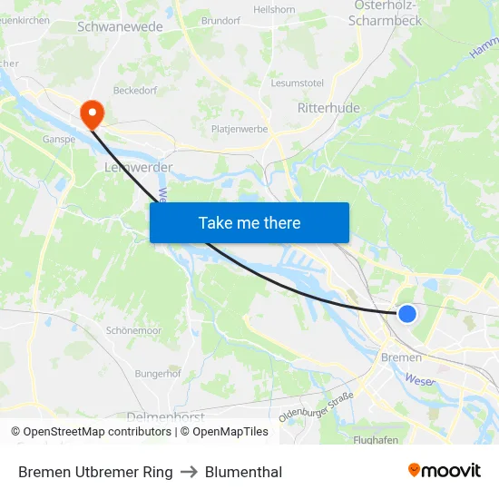 Bremen Utbremer Ring to Blumenthal map