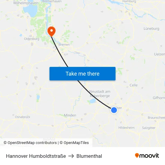 Hannover Humboldtstraße to Blumenthal map