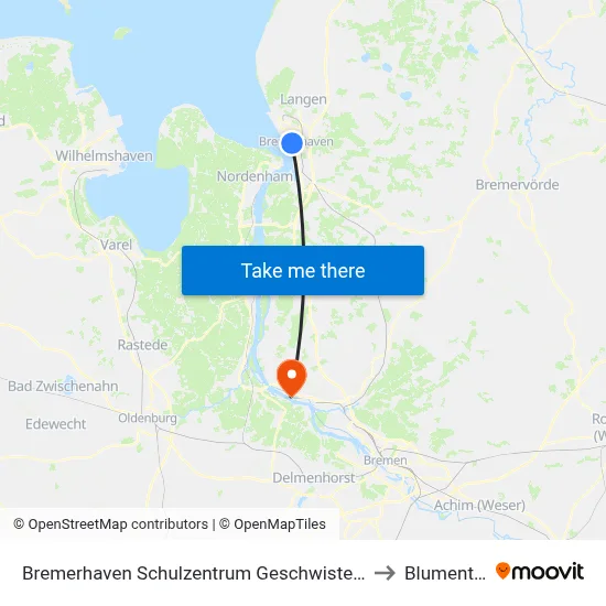 Bremerhaven Schulzentrum Geschwister Scholl to Blumenthal map