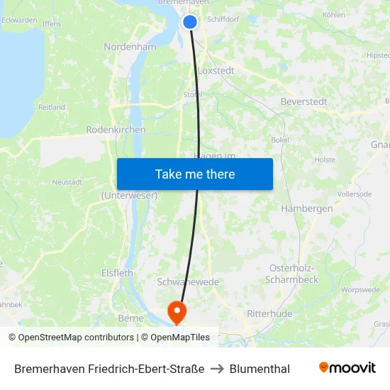 Bremerhaven Friedrich-Ebert-Straße to Blumenthal map