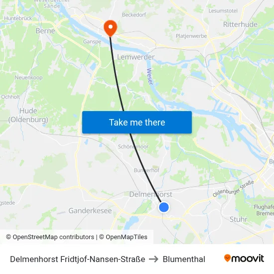 Delmenhorst Fridtjof-Nansen-Straße to Blumenthal map