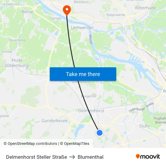 Delmenhorst Steller Straße to Blumenthal map