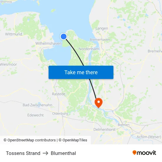 Tossens Strand to Blumenthal map