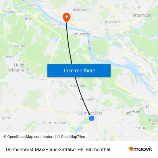 Delmenhorst Max-Planck-Straße to Blumenthal map