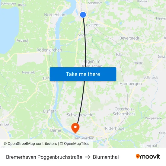 Bremerhaven Poggenbruchstraße to Blumenthal map