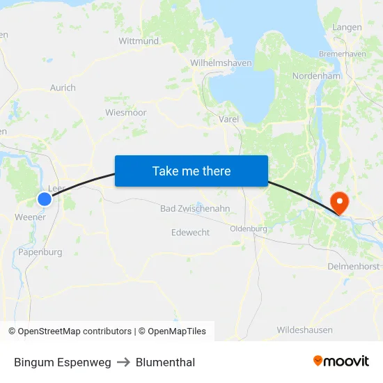 Bingum Espenweg to Blumenthal map