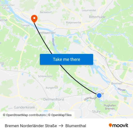 Bremen Norderländer Straße to Blumenthal map