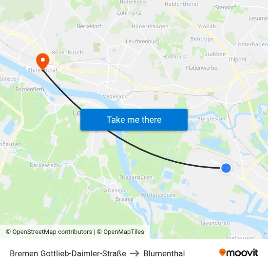 Bremen Gottlieb-Daimler-Straße to Blumenthal map
