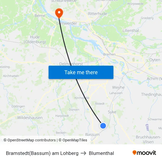 Bramstedt(Bassum) am Lohberg to Blumenthal map