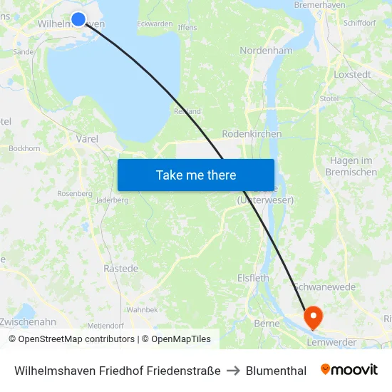 Wilhelmshaven Friedhof Friedenstraße to Blumenthal map