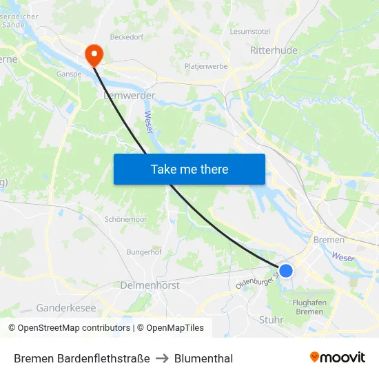 Bremen Bardenflethstraße to Blumenthal map