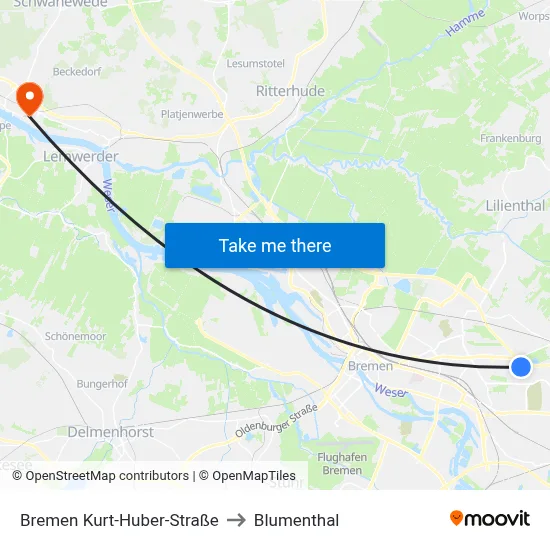 Bremen Kurt-Huber-Straße to Blumenthal map