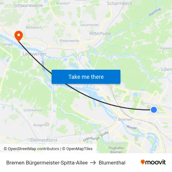 Bremen Bürgermeister-Spitta-Allee to Blumenthal map