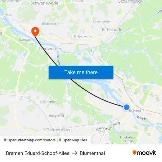 Bremen Eduard-Schopf-Allee to Blumenthal map
