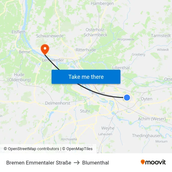 Bremen Emmentaler Straße to Blumenthal map