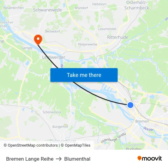 Bremen Lange Reihe to Blumenthal map