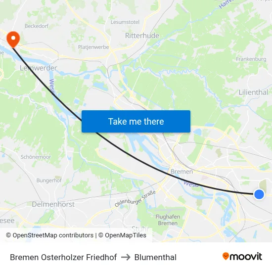 Bremen Osterholzer Friedhof to Blumenthal map
