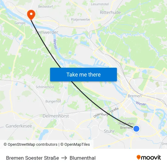 Bremen Soester Straße to Blumenthal map