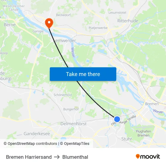 Bremen Harriersand to Blumenthal map