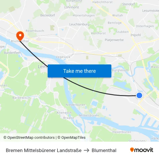Bremen Mittelsbürener Landstraße to Blumenthal map