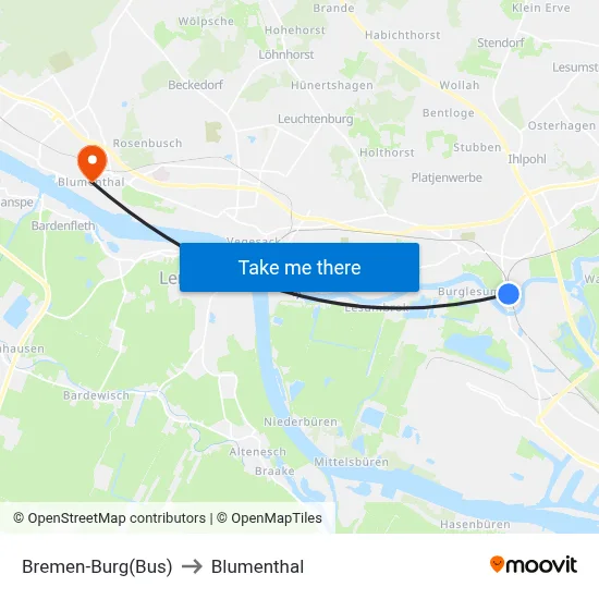 Bremen-Burg(Bus) to Blumenthal map