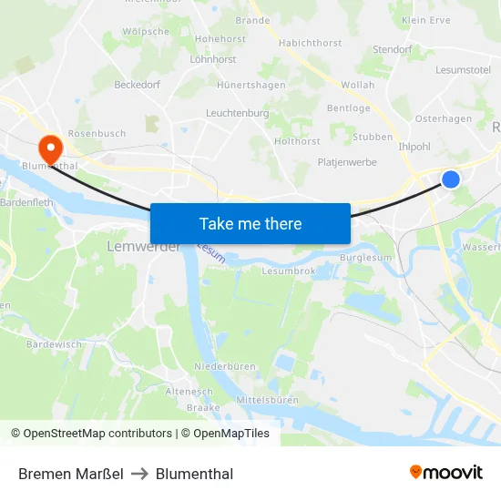 Bremen Marßel to Blumenthal map