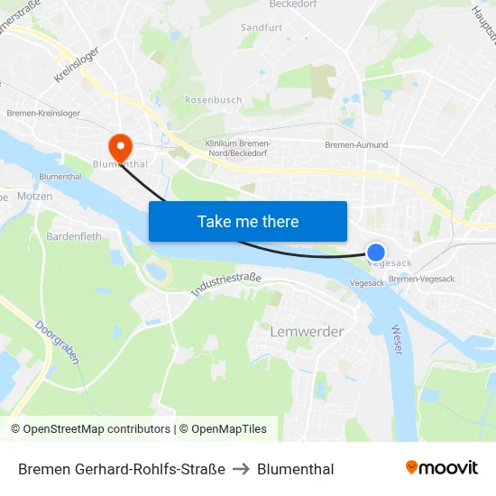 Bremen Gerhard-Rohlfs-Straße to Blumenthal map