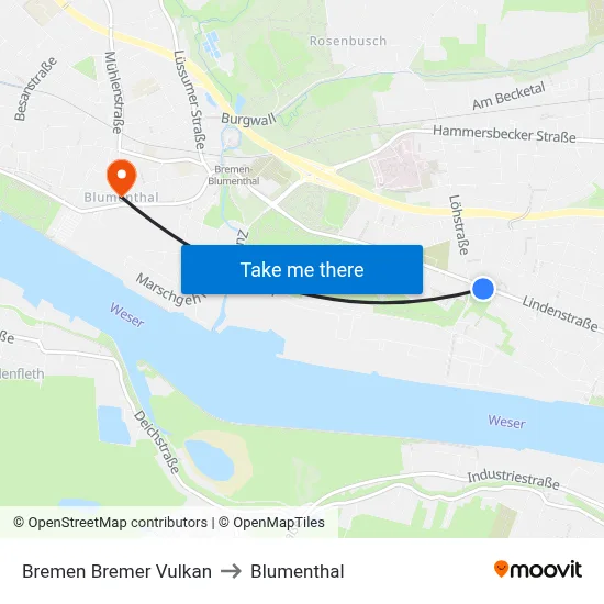 Bremen Bremer Vulkan to Blumenthal map