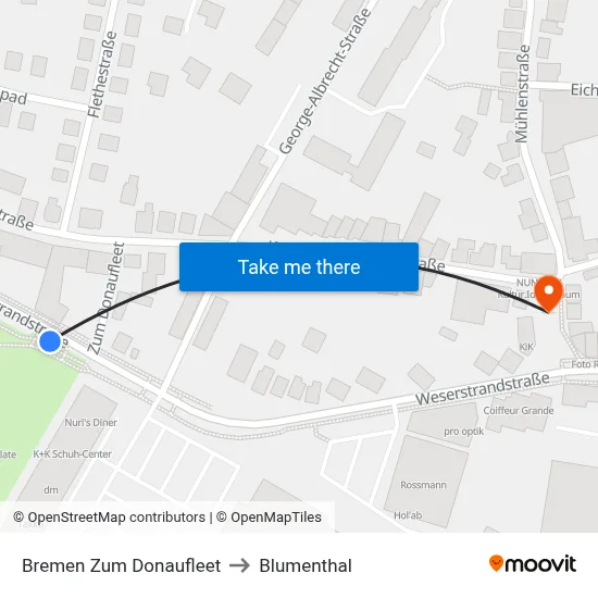 Bremen Zum Donaufleet to Blumenthal map