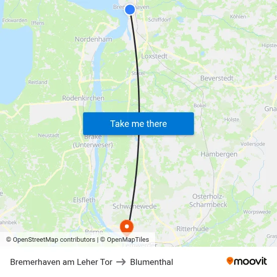 Bremerhaven am Leher Tor to Blumenthal map