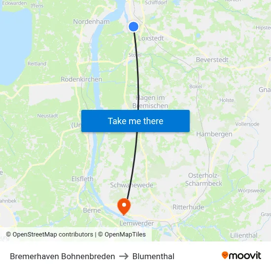 Bremerhaven Bohnenbreden to Blumenthal map