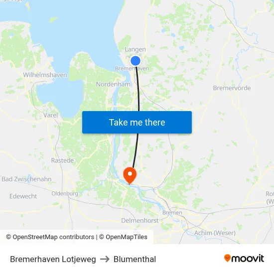 Bremerhaven Lotjeweg to Blumenthal map