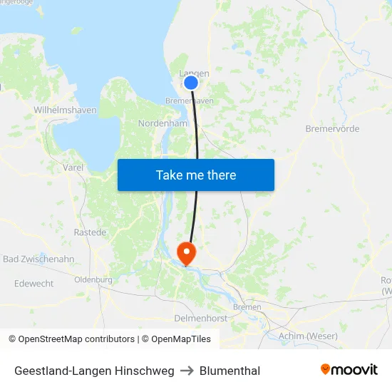 Geestland-Langen Hinschweg to Blumenthal map
