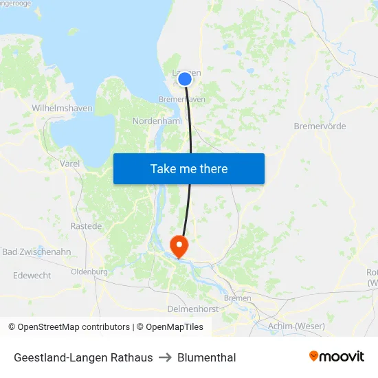 Geestland-Langen Rathaus to Blumenthal map