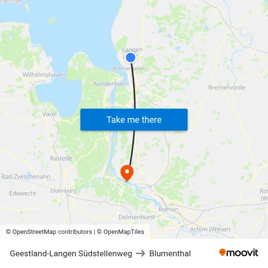 Geestland-Langen Südstellenweg to Blumenthal map