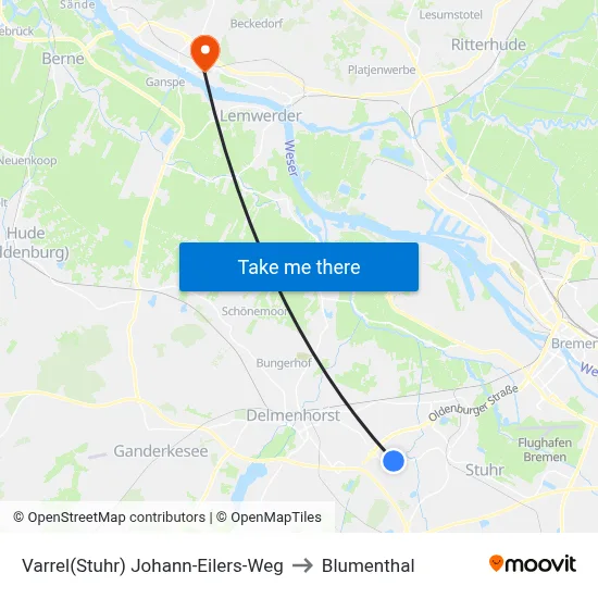 Varrel(Stuhr) Johann-Eilers-Weg to Blumenthal map
