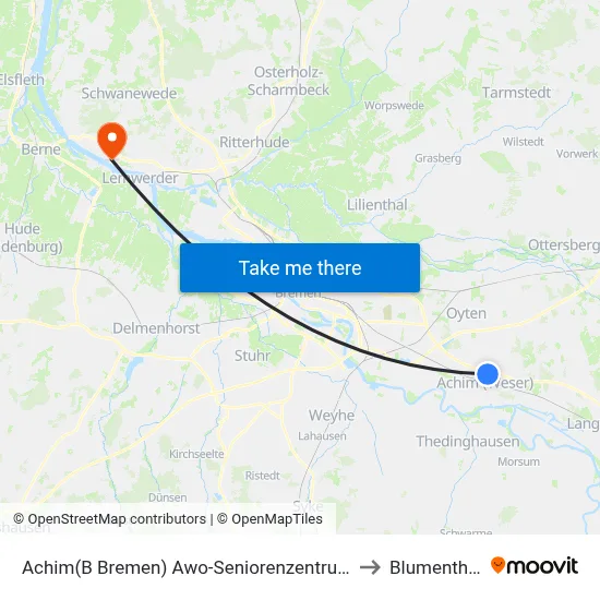 Achim(B Bremen) Awo-Seniorenzentrum to Blumenthal map