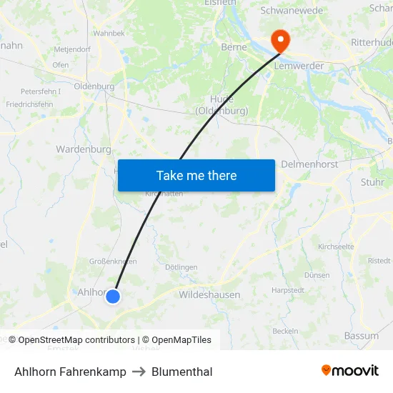 Ahlhorn Fahrenkamp to Blumenthal map