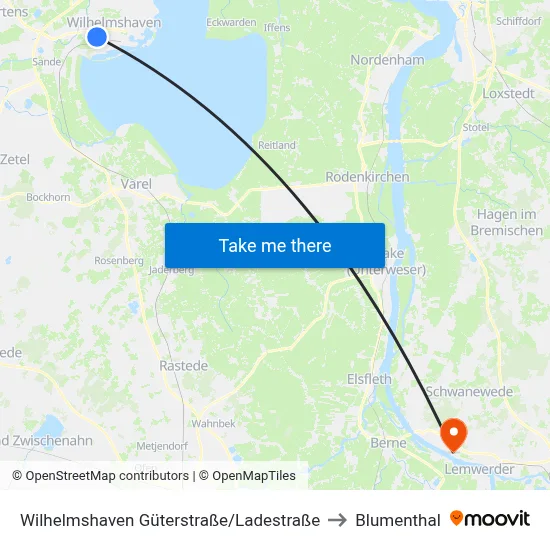 Wilhelmshaven Güterstraße/Ladestraße to Blumenthal map