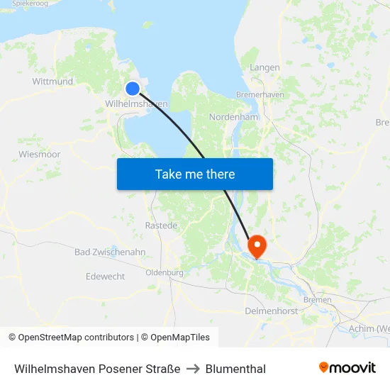 Wilhelmshaven Posener Straße to Blumenthal map