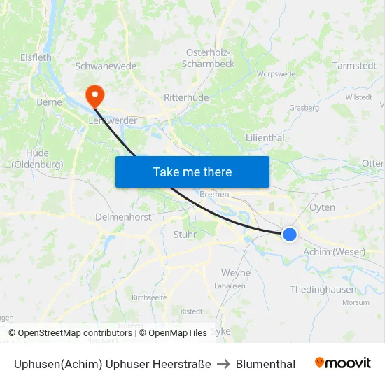 Uphusen(Achim) Uphuser Heerstraße to Blumenthal map
