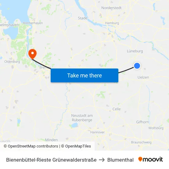 Bienenbüttel-Rieste Grünewalderstraße to Blumenthal map