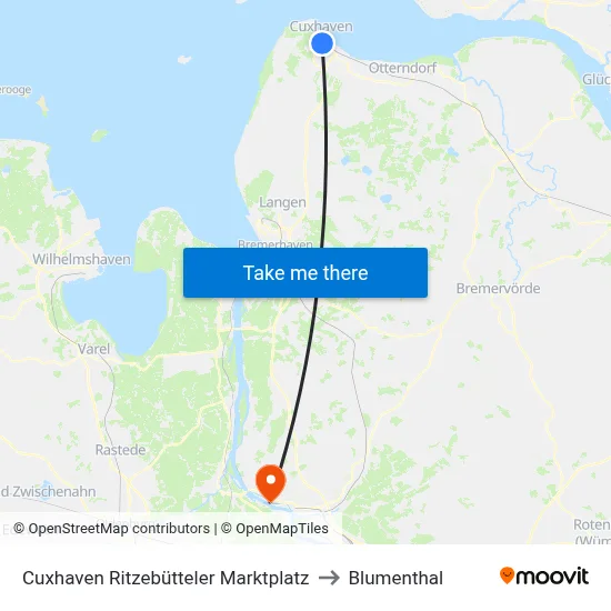 Cuxhaven Ritzebütteler Marktplatz to Blumenthal map