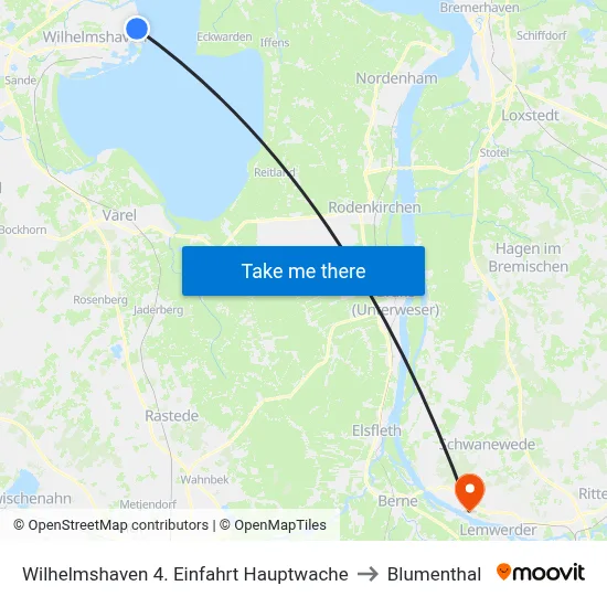 Wilhelmshaven 4. Einfahrt Hauptwache to Blumenthal map