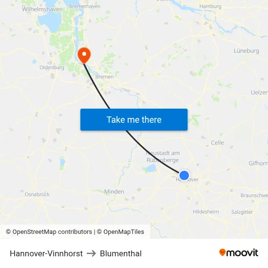 Hannover-Vinnhorst to Blumenthal map