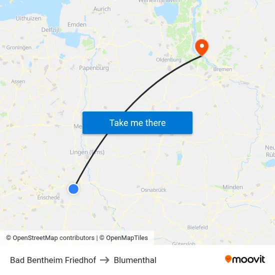 Bad Bentheim Friedhof to Blumenthal map
