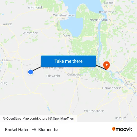 Barßel Hafen to Blumenthal map