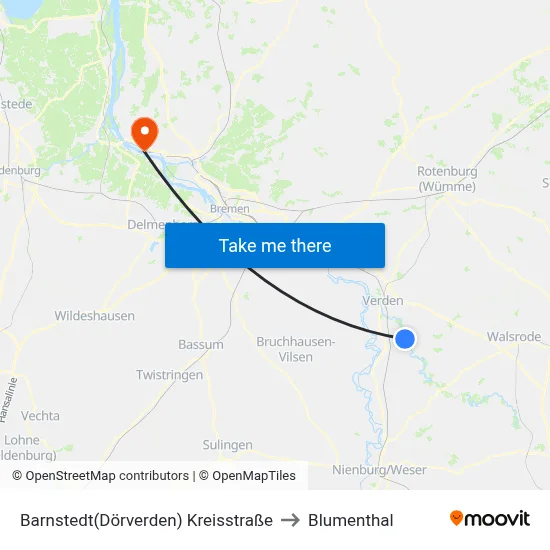 Barnstedt(Dörverden) Kreisstraße to Blumenthal map