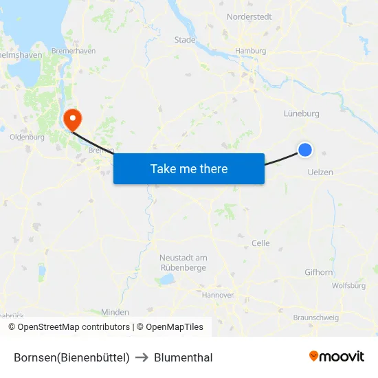 Bornsen(Bienenbüttel) to Blumenthal map